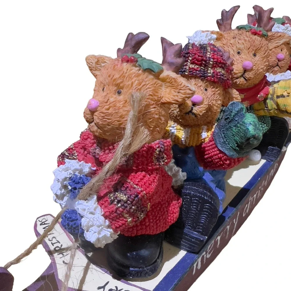 Merry Christmas Snow Sleigh 4‎ Reindeer Bears Decorative Funtime 11